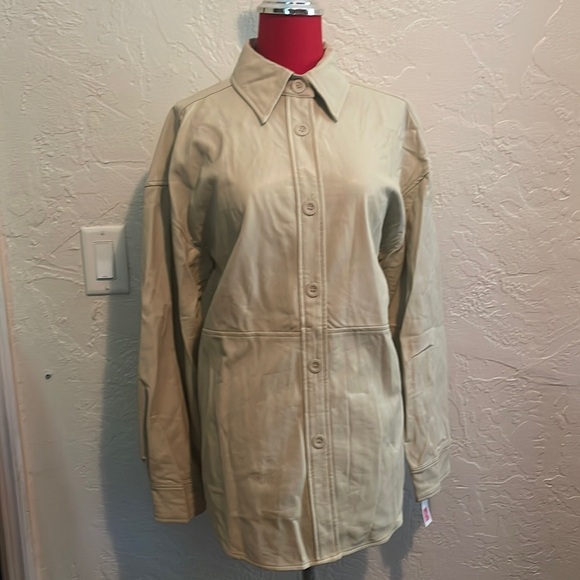 Grace + Karma Beige Vegan Leather Shacket NWT - Picture 1 of 6